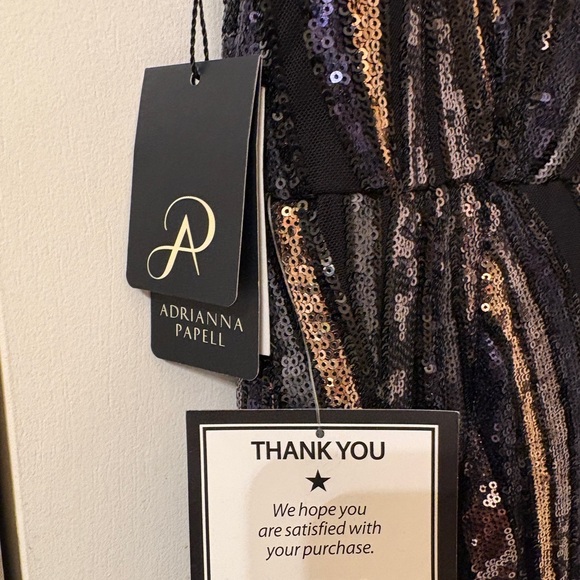 Adrianna Papell Black and Gold Sequin Maxi Dress - Picture 3 of 5